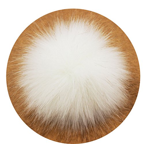 Image of Fluffy Faux Fur Pom Pom Ball for Knitting Accessories, Artificial Pompom with Elastic Cord, Hats Scarves Gloves Bags Charm Accessories, 3.9 Inch Pack of 12 (Pure-White)