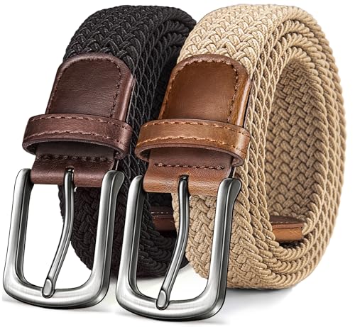 Image of KEMISANT Men's Golf Belt Nulti-pack, Braided Woven Stretch Belt for Gift Men Casual Jeans Sports Work 1 3 /8 inch