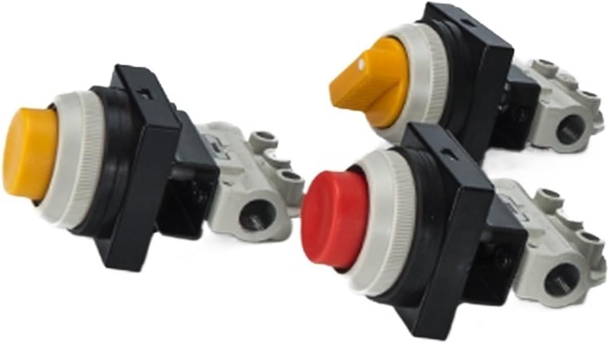 Pneumatic Button Switch Two Position Three-way Mechanical Valve Manual Valve VM130-01-33A VM130-01-30RA VM120-01-30RA 1Pcs(Color:VM120-01-30GA)