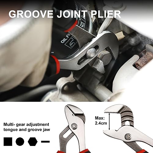 Image of Mayouko 5PCS Pliers Set, 8 Inch Groove Joint Pliers, 6 Inch Long Nose, 6 Inch Slip Joint, 6 Inch Diagonal Cutting, 7 Inch Linesman Pliers, Pliers Set for DIY&Home