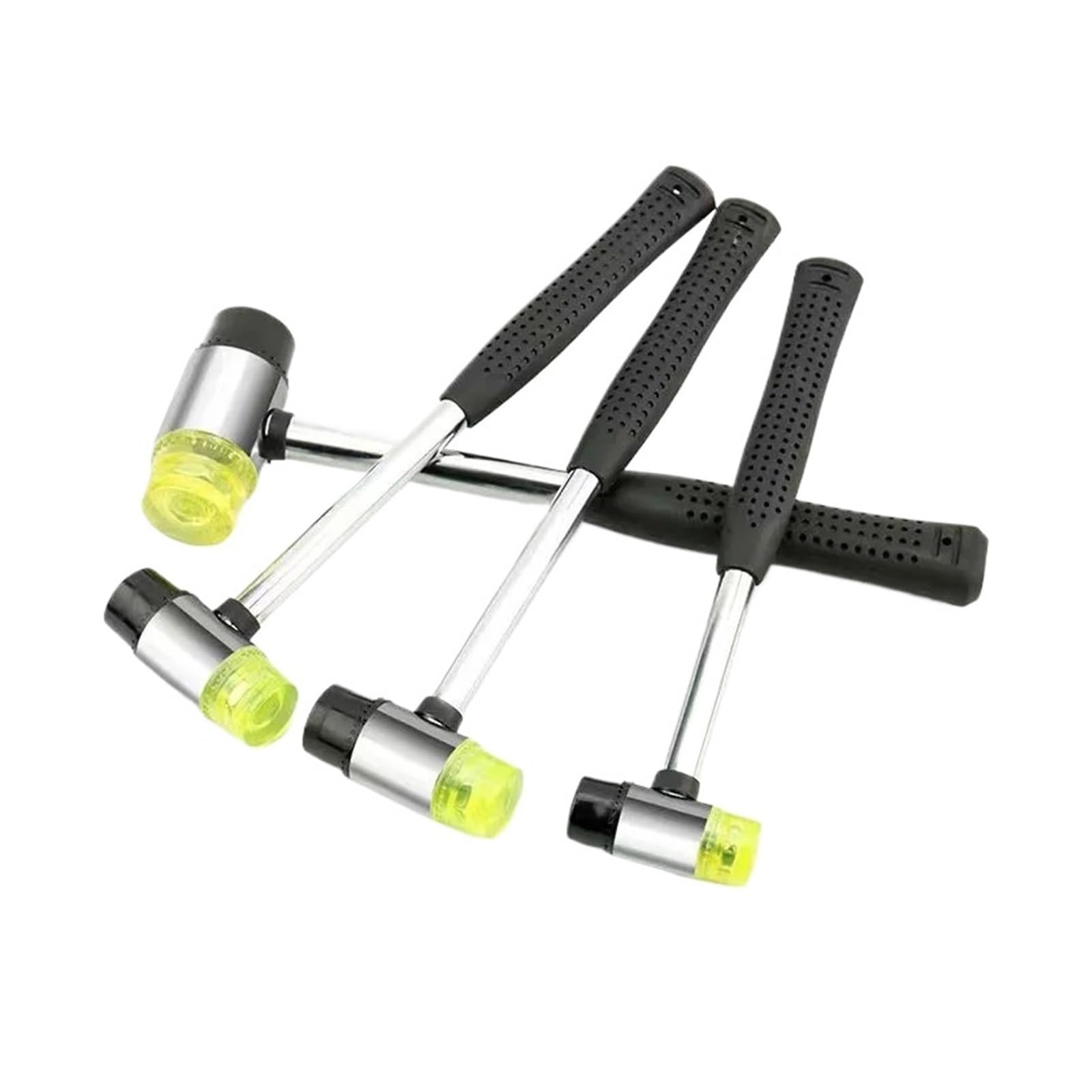 Mazo de goma de doble cara | Puntas reemplazables amarillas y negras que absorben los golpes y mango antideslizante(M1-2cm)