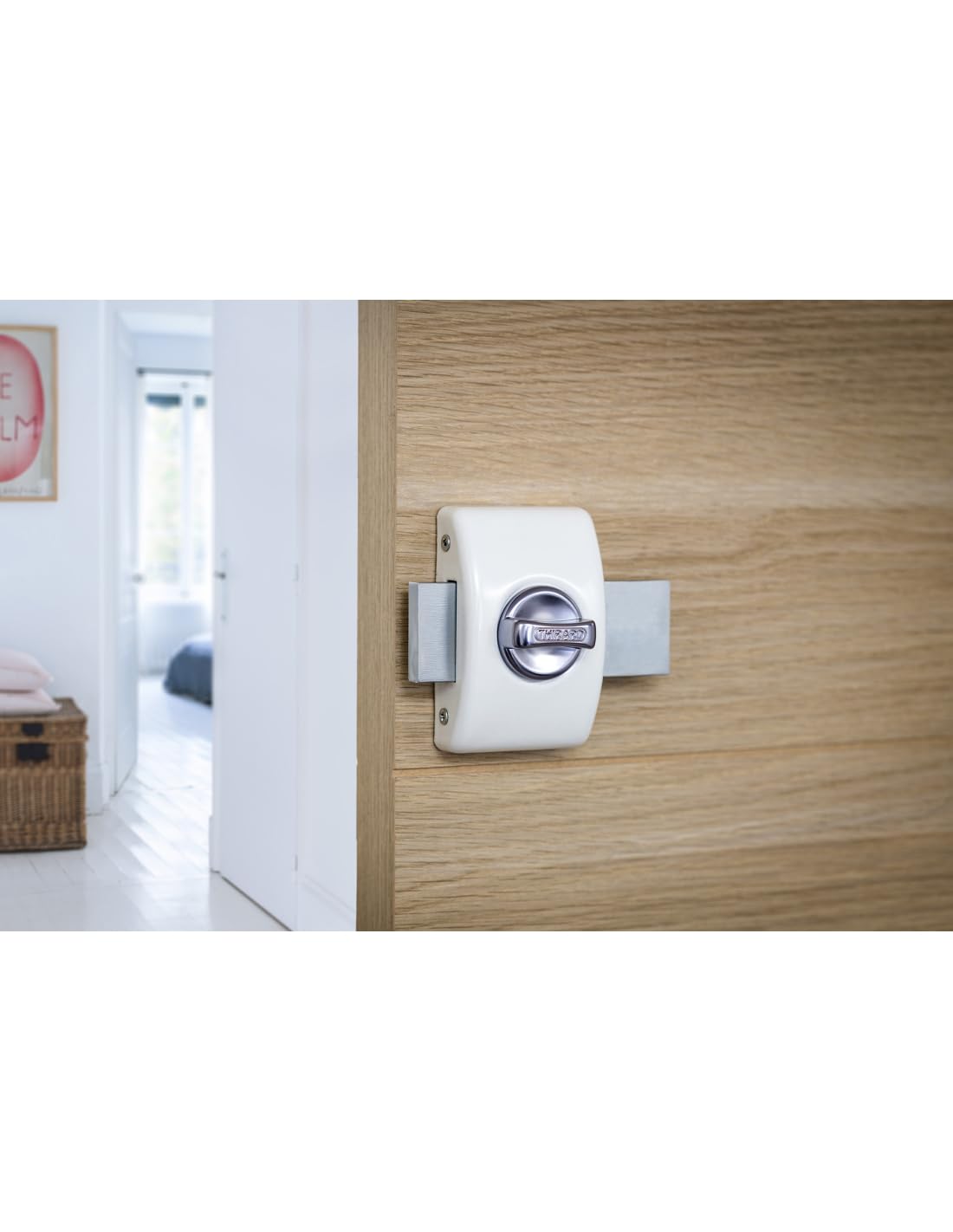 THIRARD - Verrou à Bouton Universel Ajustable HG 5 - Cylindre 35 à 80 mm - Acier - 5 Clés - Époxy Blanc - Sécurité Domestique - Bouton/Cylindre - Blanc