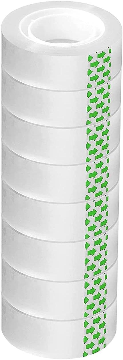 MARKQ [Pack of 8] Clear Tape Rolls – [¾ inch x 25 yards] Transparent Tape for Office, Home, School, Gift Wrapping & Dispenser Refills
