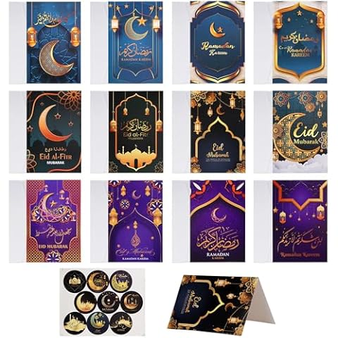 12 Eid Mubarak Greeting Cards Set Cover