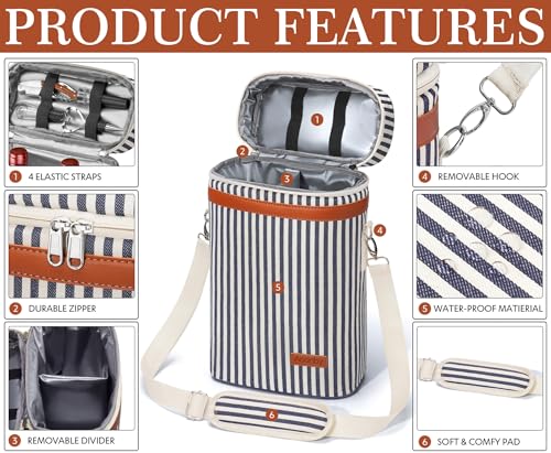 image for Aoonby 2 Bottle Wine Bag Wine Cooler Carrier Wine Gift Tote Bag, Leakp