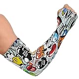 Gartenarmhülsen für Frauen Eisseide Armstulpen mit Daumenloch Bauernhof Sonnenschutz Arm Kühlung Abdeckung Ärmel Cartoon Graffiti, Mehrfarbig, Einheitsgröße
