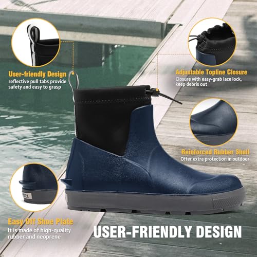 (Size 8.5) Deck Boots For Men Anti-Slip, Waterproof Ankle Rain Boots, Rubber Outdoor Fishing Footwear, Chelsea Garden Work Water Shoes2