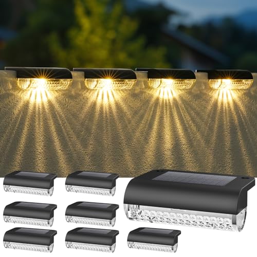 DERAYSION 8 Stück Solarlampen für Außen Garten IP65 Wasserdicht mit 3000K Warmweiß, Automatik-Schalter – Solarlampen für Gartenzaun, Terrasse,...