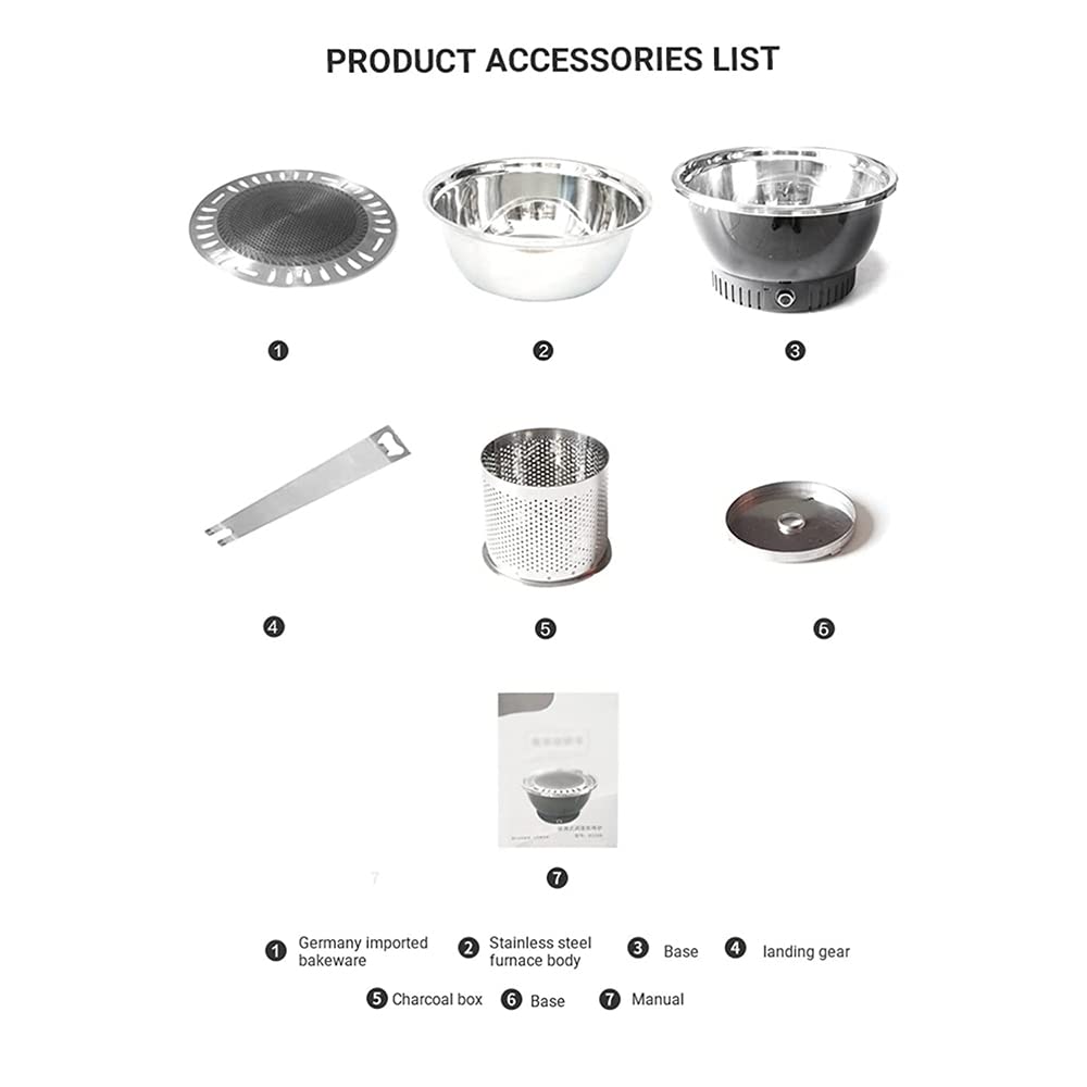 Grill de Barbacoa de Acero Inoxidable con Ventilador USB Interior y Parrilla sin Humo al Aire Libre, Parrilla de Acero Inoxidable portátil Multifuncional para Acampar al Aire Libre Barbq Grill