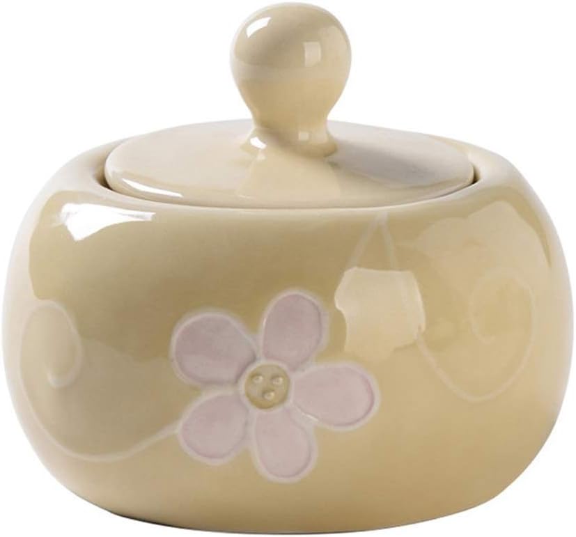 Sugar Bowl Sugar Bowl Home Creative Ceramic Bowl Salt Bowl Seasoning Jar with Lid Coffee Can Tea Can Coffee a Good Partner（White/Yellow/Pink） Candy jar (Color : Yellow)