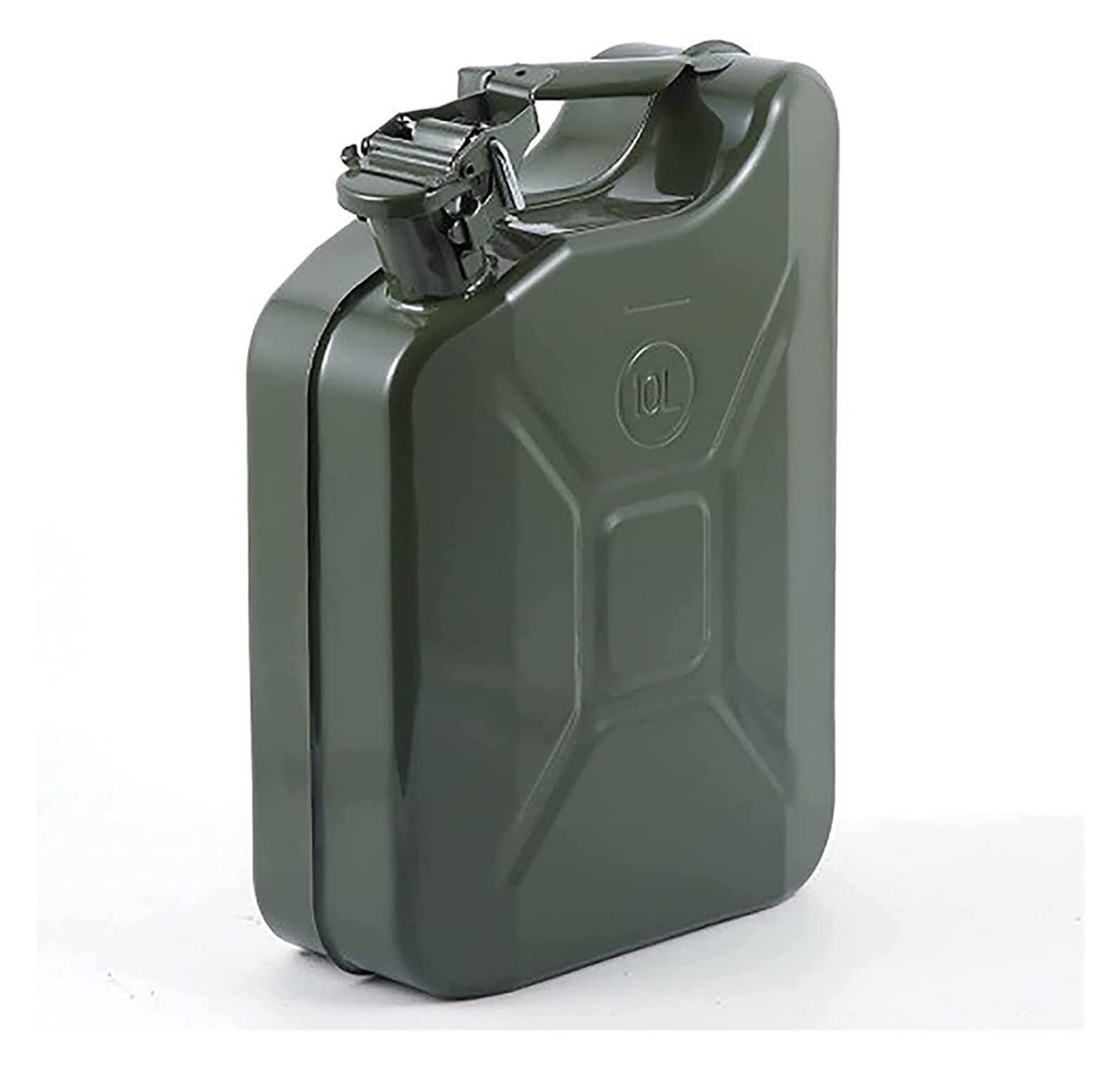 Bidón de gasolina de Metálico Recipientes gasoli Bidón de Metal verde de 10L for combustible, gasolina, diésel, aceite, bioetanol, bote portátil for coche, furgoneta, camión, motocicleta, tanque de ac