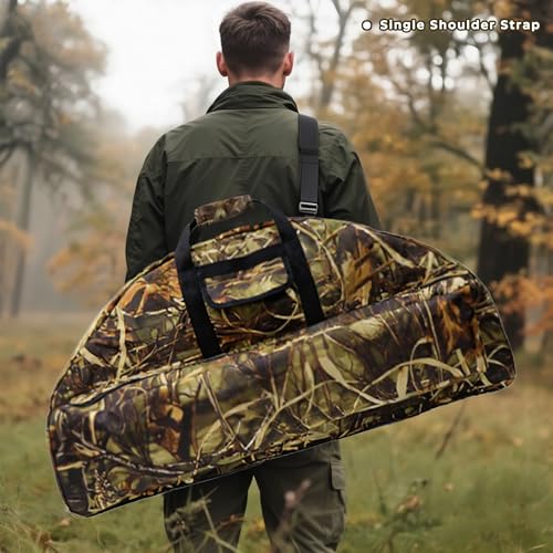 Silfrae Compound Bow Case Soft Bow Padded Case Light-Weight Bow Carry Bag with Arrow Pocket (Withered grass, S) - Thumbnail 3