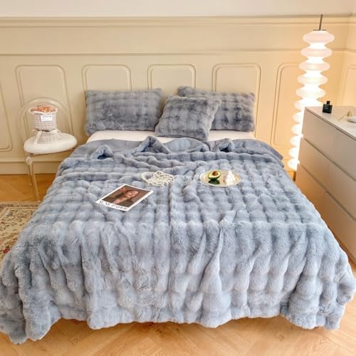 Aoasious ウサギ抱き枕ブランケット 冬用厚手 サンゴフリース オフィス昼寝用 ソファカバー ライトグレー 150*200 (200*230,ライトグレー)