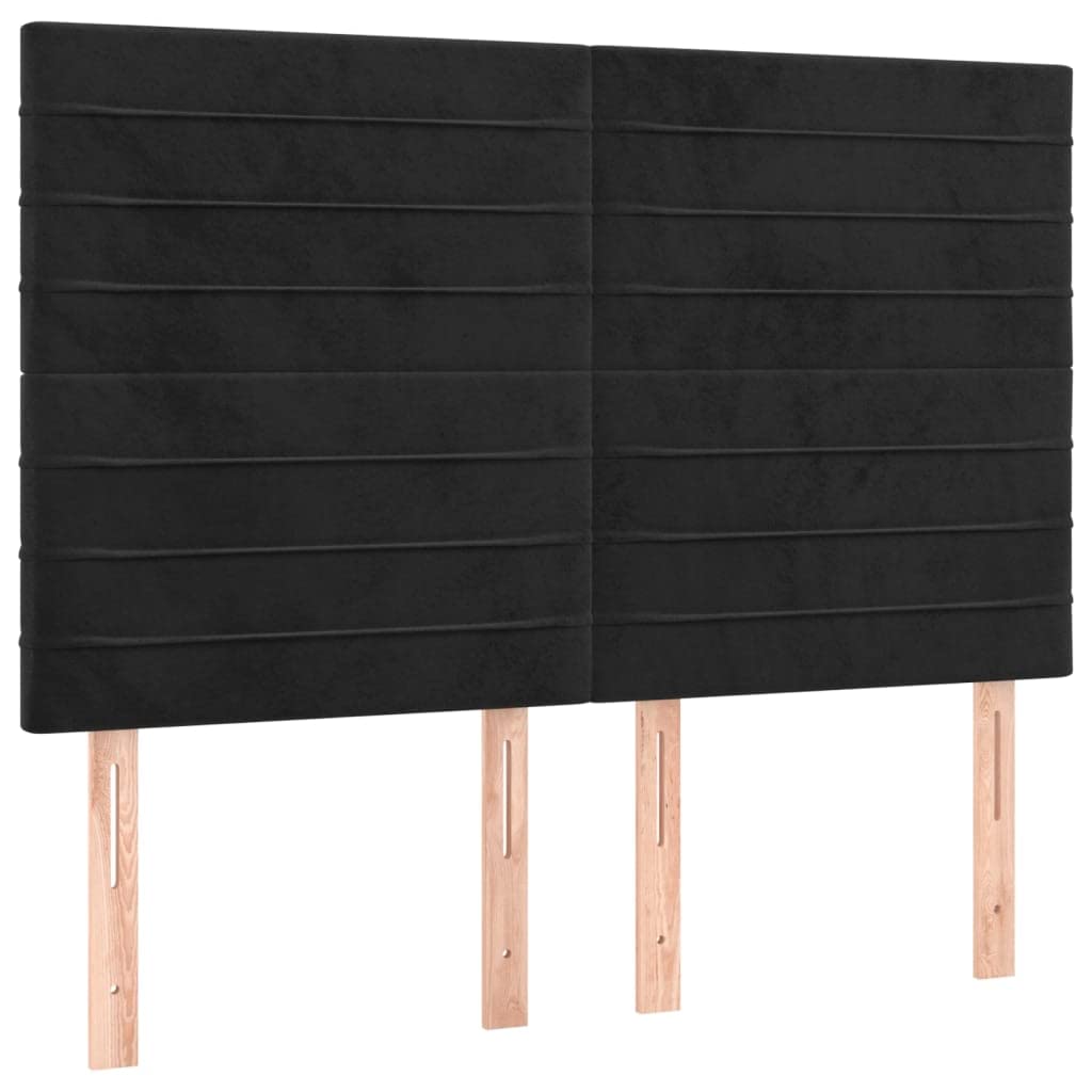 Cabecero LED Cama 144 x 118/128 cm Negro Terciopelo Altura Ajustable RGB Iluminación Moderno Cojín de Pared Estilo para Jóvenes y Adultos Dormitorios