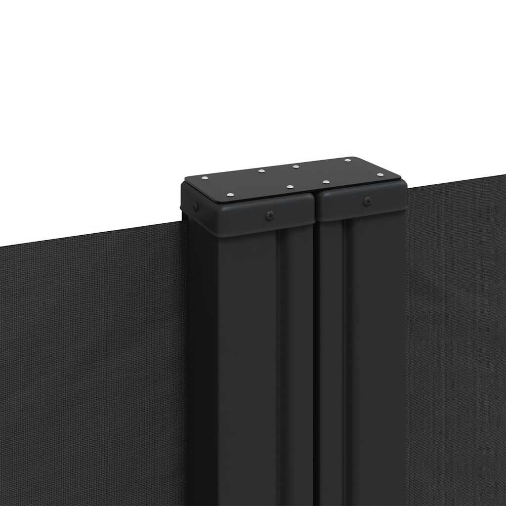 Tenda laterale estensibile, nera, 180 x 600 cm, resistente ai raggi UV e all'acqua, per balcone, terrazza, giardino, protezione privacy, protezione dal vento, versatile, facile da montare