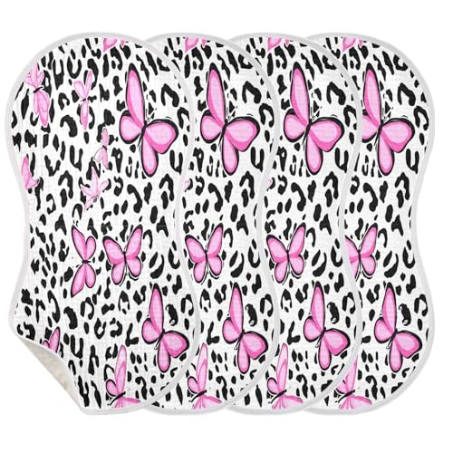 Butterflies and Animal Print Burp Cloths Cotton Baby Washcloths,Large 22x11in Burping Cloth Absorbent and Soft for Newborn Baby Boys and Girls,1 Pack3