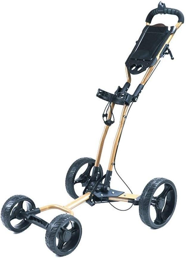 Carrello Pieghevole da Golf a 4 Ruote - Carrello Pieghevole Leggero e Compatto, Facile da Aprire (Viola)(Gold)