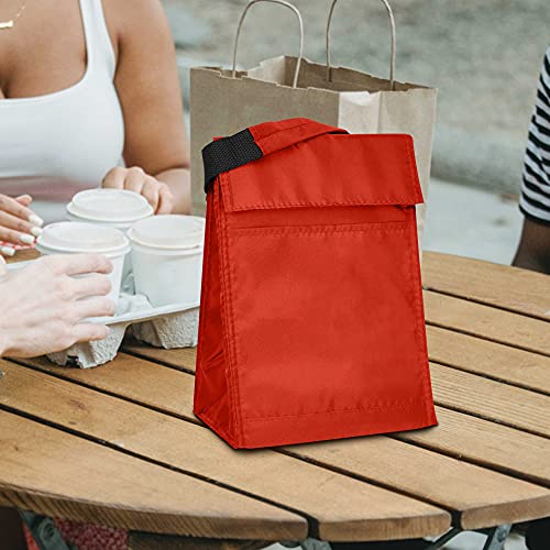 Discount Promos 10 Hook And Loop Insulated Lunch Bags Set - Polyester, Durable, Vibrant, Reusable - Red #TOP7