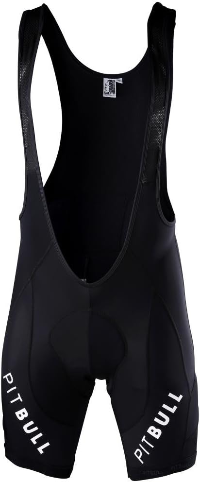 Pitbull MTB Road Cycling Bib Shorts 3D Padded Cycle Tights Pants Biking Gear - Black - S