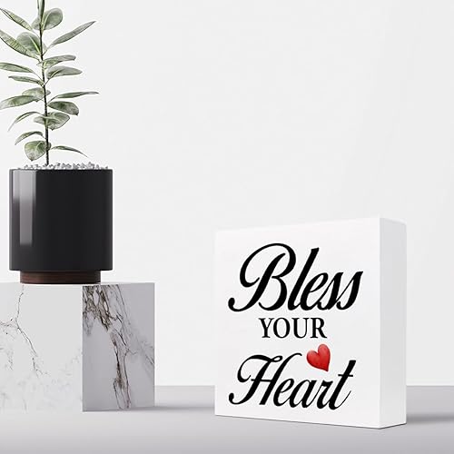Miniatura 4 de Bless Your Heart - Cartel inspirador de madera con texto en inglés Bless Your Heart, decoración motivacional de bloques de madera para el hogar