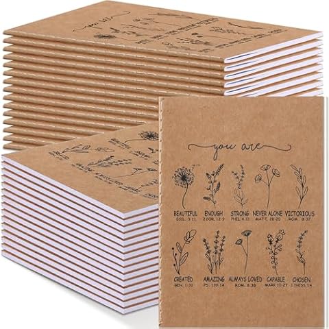 Humyoun 60 Pcs Christian Gifts Bulk for Women Mini Christian Notebooks Wildflower Bible Verse Notepad Flower Inspirational Prayer Journals Religious Party Favors for Women Sunday School Cover