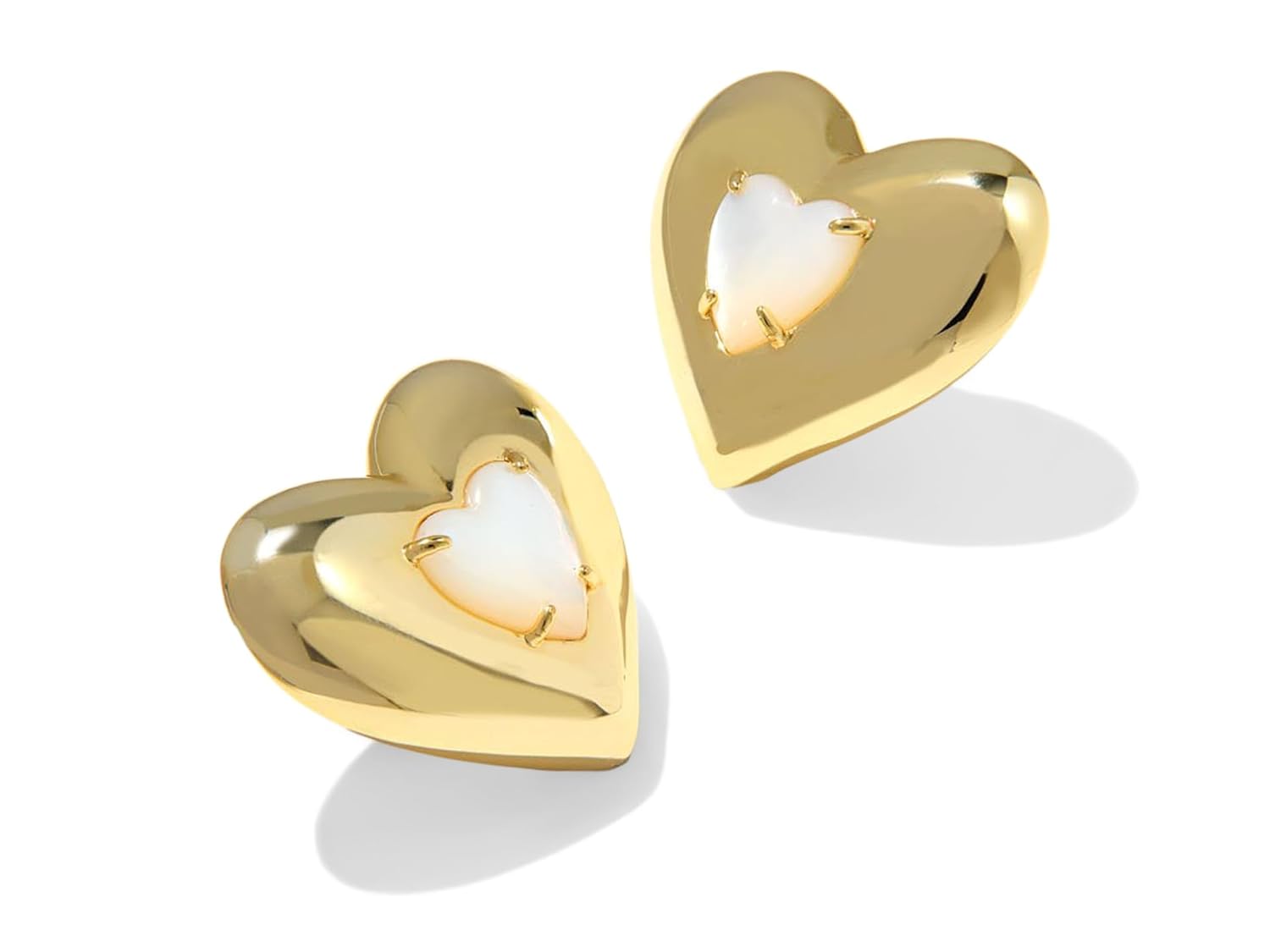 Kendra Scott Womens Sasha Heart Stud Earrings Gold Freshwater Cultured Pearl One Size