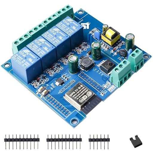 Módulo de relé ESP de 4 canales con ESP-32 WiFi Bluetooth, DC5 – 30 V/AC220 V, placa de desarrollo para proyectos DIY Smart Home & IoT, fácil programación con Arduino IDE | Ya disponible en tu tienda friki favorita! En mundofriki.es! Módulo de relé ESP de 4 canales con ESP-32 WiFi Bluetooth, DC5 – 30 V/AC220 V, placa de desarrollo para proyectos DIY Smart Home & IoT, fácil programación con Arduino IDE | Ya disponible en tu tienda friki favorita! En mundofriki.es!