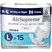 NorthShore AirSupreme Incontinence Tab-Style Briefs for Men and Women, Large, Pack/15