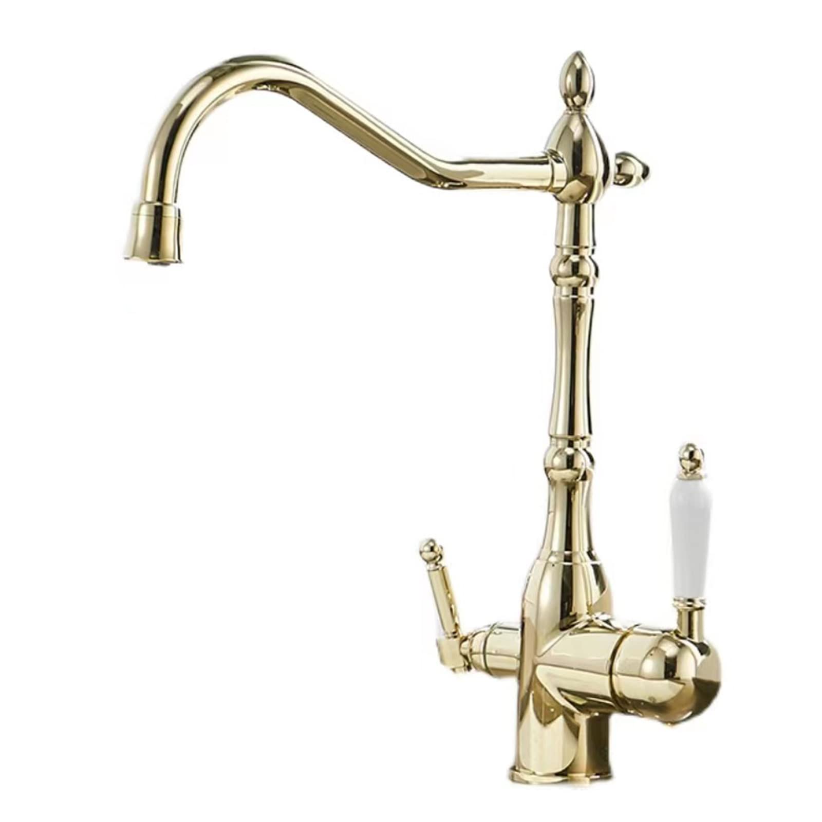 3 Way Kitchen Tap for Filter Water System, Taps Brass Sink Swivel Hot and Cold Multifunction