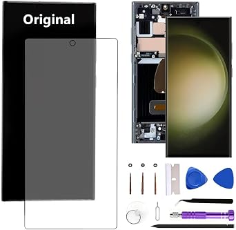 6.8" Original AMOLED Galaxy S23 Ultra Screen Replacement for Samsung Galaxy S23ultra 5G S918U S918U1 Display Touch Screen Digitizer Assembly with Green Frame+Protective Film+Tools