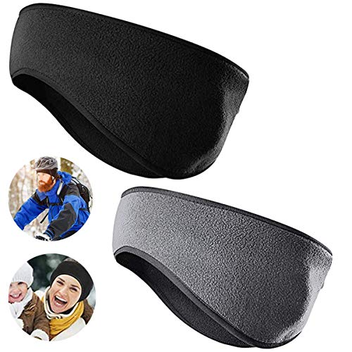 BOYATONG 2 stuks oorwarmers, oorwarmers, oorwarmers, optimale oorwarmers, oorbescherming, hoofdband voor dames en heren, voor gebruik buitenshuis, sport, fitness, zwart en grijs