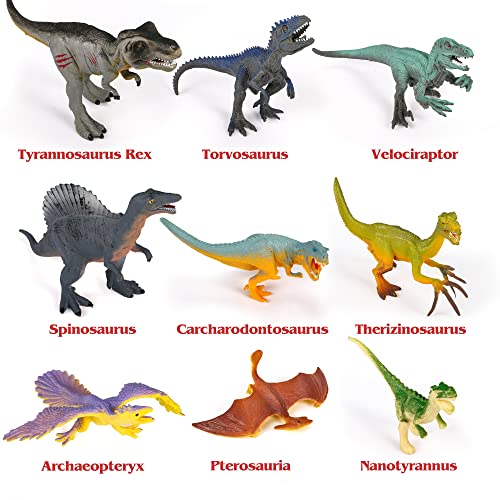 Jamber Dinosaur Toys 34 Pack Realistic Dinosaur Action Figures Jungle Animal Figures Toys For Kids Dino Toys For Toddlers Boys As Party Favors Including 10Pcs Dinosaur Eggs 7Pcs Artificial Trees #TOP3