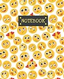 Notebook: Fun Emoji Notebook / Journal, Lined, The Perfect Novelty Gift for Adults and Children – White Background and Bright Yellow Multiple Emoji Styles