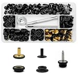 Bottoni a Pressione a Vite Kit da 190 Pezzi Nero 11 mm con Attrezzi, Bottoni Metallo per T...