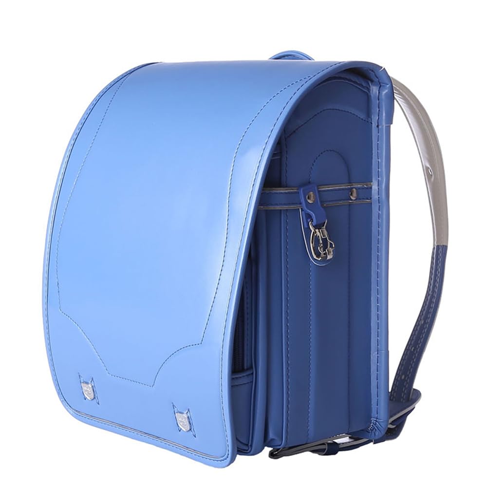 Star-Wind Randoseru automatic Lock Japanese school bags for girls boys Senior PU leather light weight Rain Cover, Mblue, 10.63*7.87*12.99 inches (27*20*33cm), Japanese