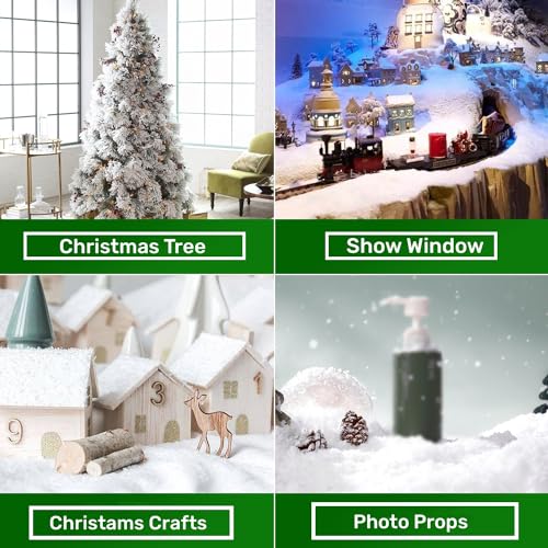 Yiquduo Q1046 16 Oz Christmas Village Snow, 450G Artificial Snow For Christmas Village, Fake Snow Decoration For Winter Displays, Dry Plastic Snowflakes thumb #4