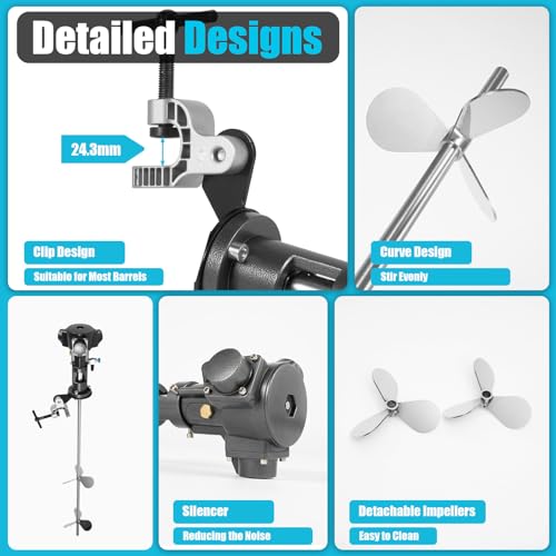 Pneumatic Stand Mixer, 1/2HP 50 Gallonank Air Mixing Clip Paint Mixer Angle Stand Paint Mixer Ink Paint Mixing Tool with 304 Stainless Steel Blades (US Shipping)
