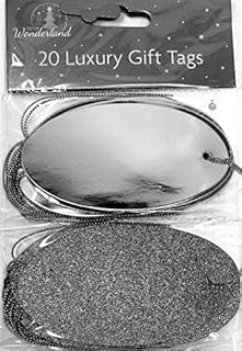 Oval Tags, Glitter and Foil Design (Silver)