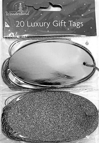 Oval Tags Glitter and Foil Design (Silver)