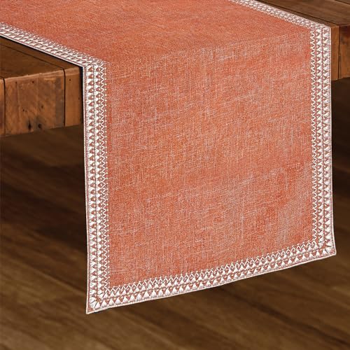 Superion Woven Table Runner 14x90 Rust - 100% Polyester Boho Centerpiece for Kitchen Dining Holiday Party Everyday Décor, Spring, Decor- Farmhouse Rustic Modern Home Decorations
