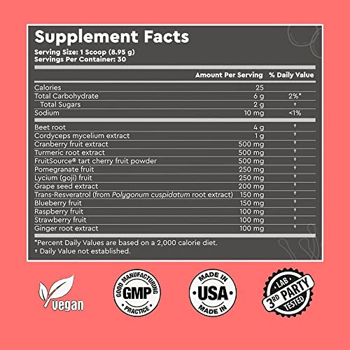 Red Tonik Superfood Powder |Beet Root |Mushroom |Turmeric |Daily Supplement With 13 Superfoods |Vitamins And Minerals |Boost Energy, Stamina |Post-Workout Recovery |Berry Flavor #TOP5
