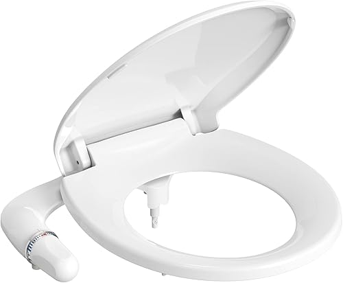 Asiento de inodoro de bidé, accesorio de bidé redondo no eléctrico para inodoro con boquillas de autolimpieza, asiento de inodoro de cierre lento,