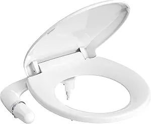 Bidet Toilet Seat, Round Non-Electric Bidet Attachment for Toilet with Self-Cleaning Nozzles, Slow Close Toilet Seat,Quick-Release Easy DIY Installation, Feminine Cleaning | 17" White Quiet-Close