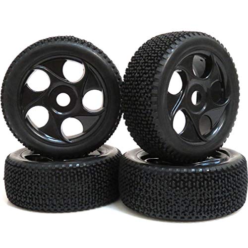 4Pcs Rc 1/8 Buggy Off Road Tires Hex 17Mm Wheels Fit For 1:8 Losi Hpi Xtr Badlands Cars Black #TOP5