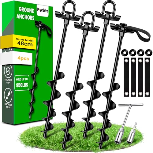 Erdanker 40cm 4Pack with Straps dual Fixing bodenanker Heavy Duty bodenanker zum eindrehen ideal Trampolin zubehör Withstand high Wind