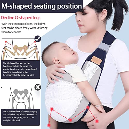 HINATAA Breathable Baby Sling, Adjustable Baby Carrier, Baby Carrier Wrap, Quick Dry, Thick Shoulder Straps for 0-36 Months Baby (Grey B) - Image 2