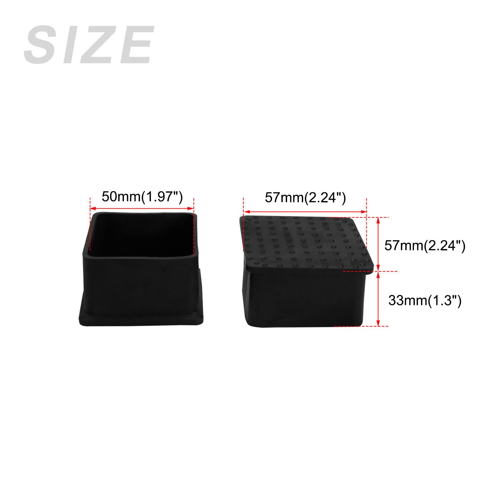 METALLIXITY Chair Leg End Cover (50mm x 50mm) 5Pcs, Square PVC Furniture Feet Caps Floor Protector - for Sofa Table Patio Chairs Black - Image 2