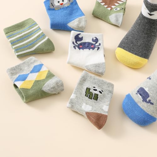 Yunguui Stoppersocken Kinder,12 Paare,Antirutsch Socken Baby,Baumwolle Antirutschsocken für Baby Kinder Mädchen Jungen