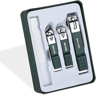 مجموعة مانيكير وباديكير من 4 قطع، مقص اظافر من الستانلس ستيل مع شنطة سفر، ادوات العناية بالاظافر للرجال والنساء