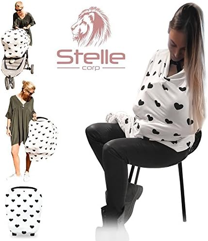 Baby Nursing Breastfeeding Cover Scarf Poncho - Car Seat Canopy Shopping Cart Stroller Covers for Newborn - Great Design Cozy Fashionable Shawl Sash For Mom - Stretchy, Breathable for Babies